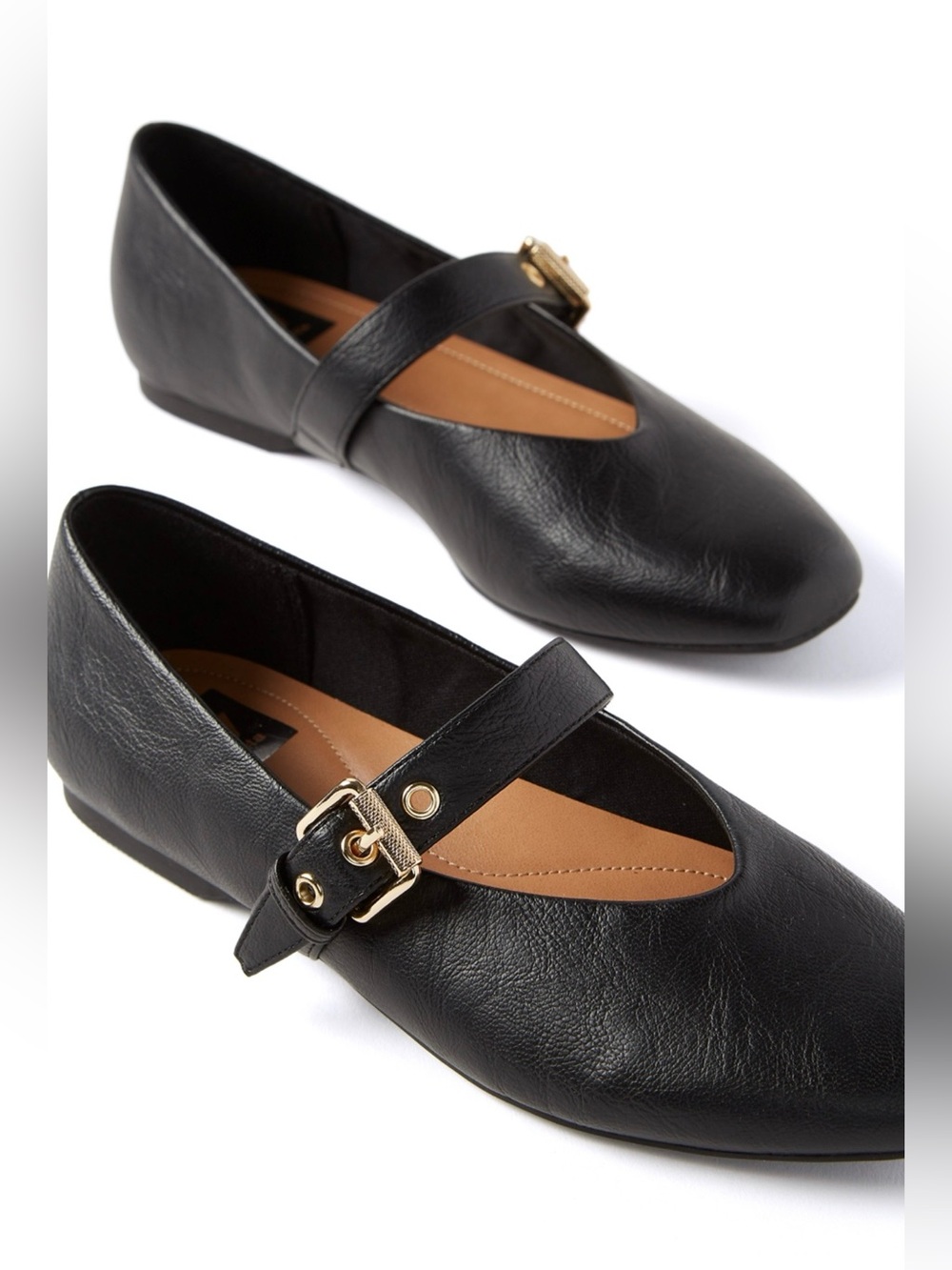 DOLCE VITA Mulaney Black Mary Jane Flats with Gold Accent Buckles - Picture 2 of 13